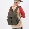 Zaino in nylon verde oliva con tasche multiple e grande capacità per università e tempo libero - Verde