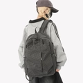 Women's black checkered lightweight backpack with padded straps for travel and school - Black