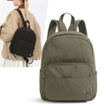 Army green nylon backpack with vintage design and black straps for casual outings - Green