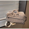 Borsa da viaggio a quadri grigi e bianchi con tracolla e trama resistente - Stile a Griglia Fine Grigia / Grigio