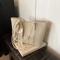 Bolso tote blanco crema con grano de elefante y pañuelo decorativo de seda de moda - Gris Beige