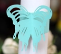Teal laser-cut butterfly paper napkin ring with intricate hollow texture for party decor - Tiffany Blue
