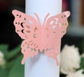 Rond de serviette papillon évidé découpé au laser en papier perlé rose pour fêtes - Rose