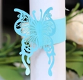 Rond de serviette papillon bleu ciel découpé au laser pour décoration de table festive - Bleu Tiffany