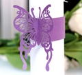 Élégant rond de serviette papillon violet avec des motifs floraux découpés au laser - Violet foncé