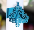 Blue hollowed-out Christmas tree napkin ring with festive laser-cut metal design - Reflective Blue
