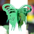 Green laser-cut butterfly napkin ring with hollow patterns for wedding table decoration - Reflective Green