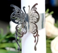 Rond de serviette papillon argenté élégant avec motif ajouré pour décoration de table - Argent Réfléchissant