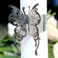 Rond de serviette papillon argenté découpé au laser avec motif dentelle pour décor de table - Argent Réfléchissant