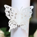 Elegant white laser-cut butterfly napkin ring for wedding and banquet table decor - White