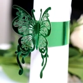 Elegant metallic green butterfly napkin ring with laser-cut hollow pattern for tables - Reflective Green