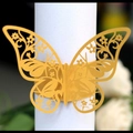 Elegant gold butterfly laser-cut napkin rings for wedding and banquet table decor - Gold