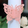 Pink laser-cut butterfly napkin ring in premium shimmering paper for wedding decor - Pink