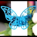 Elegant bright blue laser-cut butterfly napkin ring with reflective mirror finish - Reflective Blue