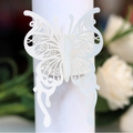Rond de serviette papillon blanc découpé au laser avec motifs ajourés élégants - Blanc