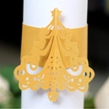 Golden laser-cut Christmas tree paper napkin ring with shimmering hollow design - Gold Yellow