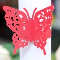 Red laser-cut butterfly napkin ring with intricate hollow floral patterns for weddings - Pearlescent Red