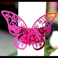 Rose pink butterfly napkin ring with laser-cut hollow pattern and metallic finish - Reflective Rose Red