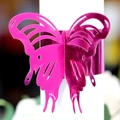 Pink laser-cut butterfly napkin ring with metallic finish for wedding table decor - Reflective Rose Red