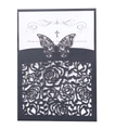 Laser-cut wedding invitation featuring intricate black rose and butterfly hollow patterns - Black Khaki
