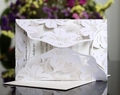 Elegant laser cut white lace floral birthday invitation card with triple fold sleeve design - White