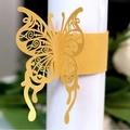 Elegant gold laser-cut butterfly napkin ring made of glittery cardstock for wedding decor - Gold