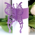 Purple pearl paper butterfly napkin ring with laser-cut hollow details for weddings - Dark Purple