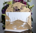 Partecipazione di nozze in oro tagliata al laser con elegante foglio interno bianco - Beige Oro