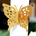 Elegant golden butterfly napkin ring featuring laser-cut hollow details for party decor - Mirror Gold