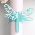Rond de serviette libellule bleu clair découpé au laser avec motifs d'ailes - Bleu clair