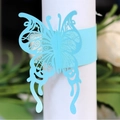 Laser-cut light blue butterfly paper napkin ring for elegant wedding and banquet decor - Tiffany Blue