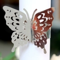 Silver laser-cut butterfly napkin ring with hollow wings and polished metal finish - Mirror Silver