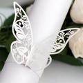 Elegant white laser-cut butterfly paper napkin ring for wedding and table decoration - White