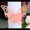 Pink laser cut butterfly paper napkin ring for wedding and banquet table decor - Pink