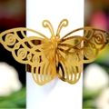 Elegant 3D laser-cut golden butterfly napkin ring for wedding table decoration - Reflective Gold