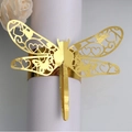 Mirror gold dragonfly napkin ring with laser-cut heart wings for party table decor - Reflective Gold