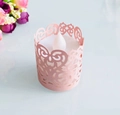 Porte-bougie en papier rose découpé au laser avec motif floral et bougie LED incluse - Rose (Enveloppe Seule)