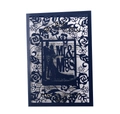 Elegante invito di nozze blu navy tagliato al laser con design floreale Mr & Mrs - Blu scuro