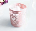 Portacandele in carta rosa con cuori intagliati a laser per candele LED da tè - Rosa