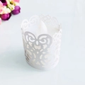 White laser-cut lace paper wraps with floral pattern for LED tea light candles - White