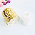 Golden laser-cut lace tea light wrap with white LED candle for party decoration - Reflective Gold