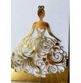Gouden lasergesneden huwelijksuitnodiging accessoire met elegant silhouet van een jurk - Reflecterend Goud