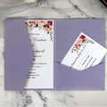 Purple laser-cut wedding invitation set with floral design cards and envelopes - Light Purple