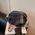 Borsa a tracolla casual nera a pieghe con ampia tracolla jacquard bohémien da donna - Nero a Contrasto