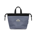 Close-up of lightweight nylon crossbody bag with drawstring design and blue contrast texture - Blue