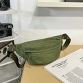 Πράσινη καρό τσάντα μέσης με ρυθμιζόμενο ιμάντα και διπλές θήκες με φερμουάρ για σπορ - Πράσινο