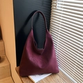 Minimalist burgundy suede hobo shoulder bag with a spacious interior and vintage look - No Pendant / Burgundy