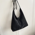 Minimalist black matte shoulder bag with spacious design for daily commuting and fashion - Black
