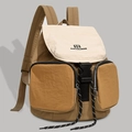 Brauner und beiger Mehrzweckrucksack mit Outdoor-Schnallen und Kordelzug-Details - Warmes Braun