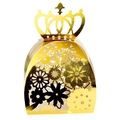 Elegante gouden lasergesneden snoepdoos met kroon voor bruiloften en feestdecoraties - Reflecterend Goud